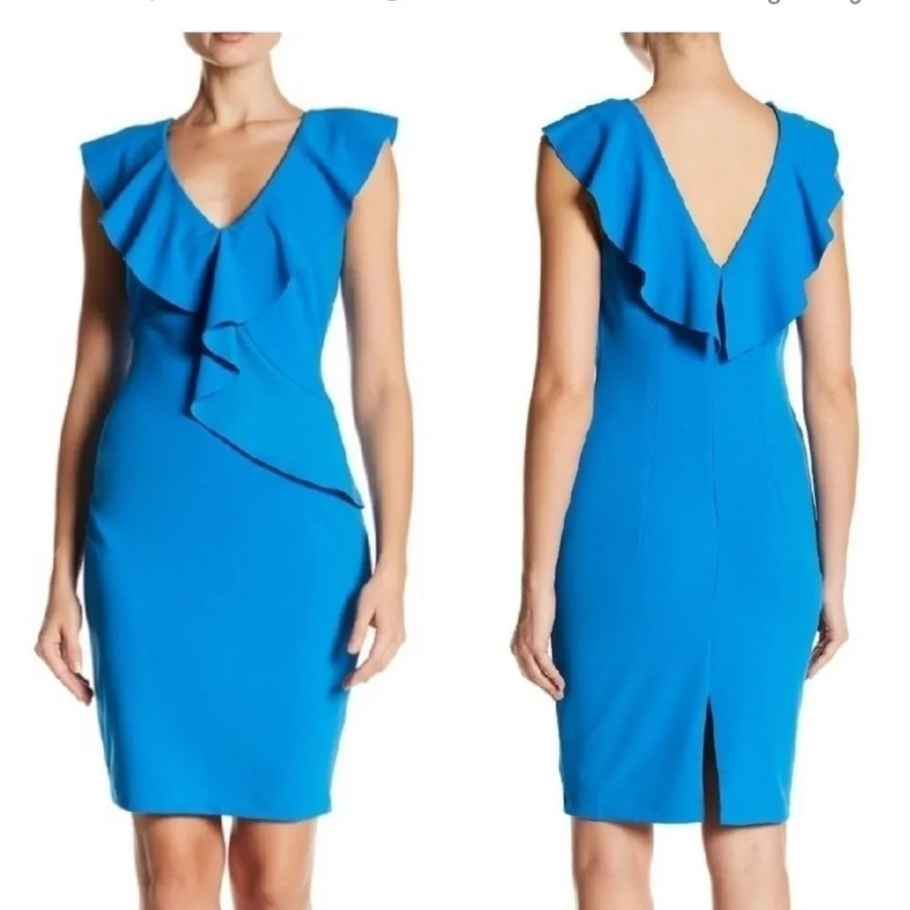 NWT Alexia Admor Marlena Ruffle Sheath Dress Women’s White 6 Formal Wedding - Picture 2 of 7